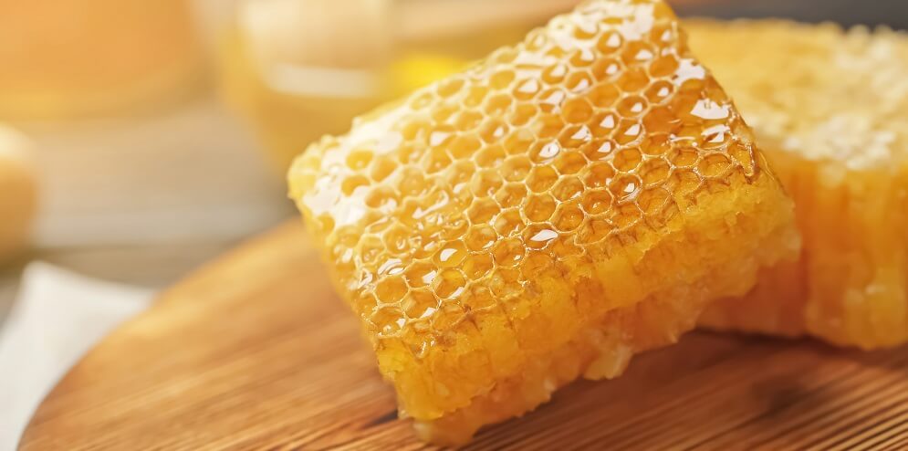 honeycomb drizzled with honey