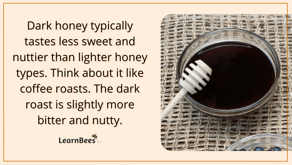 Dark honey in bowl with honey dipper